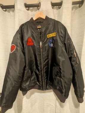 Parish Nation Black Patch-Detail Bomber Jacket - 3X